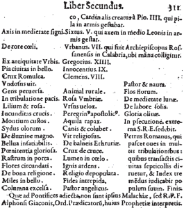 pierwsze wydanie drukiem proroctwa - Arnoldo Wion, Lignum Vitae, 1595